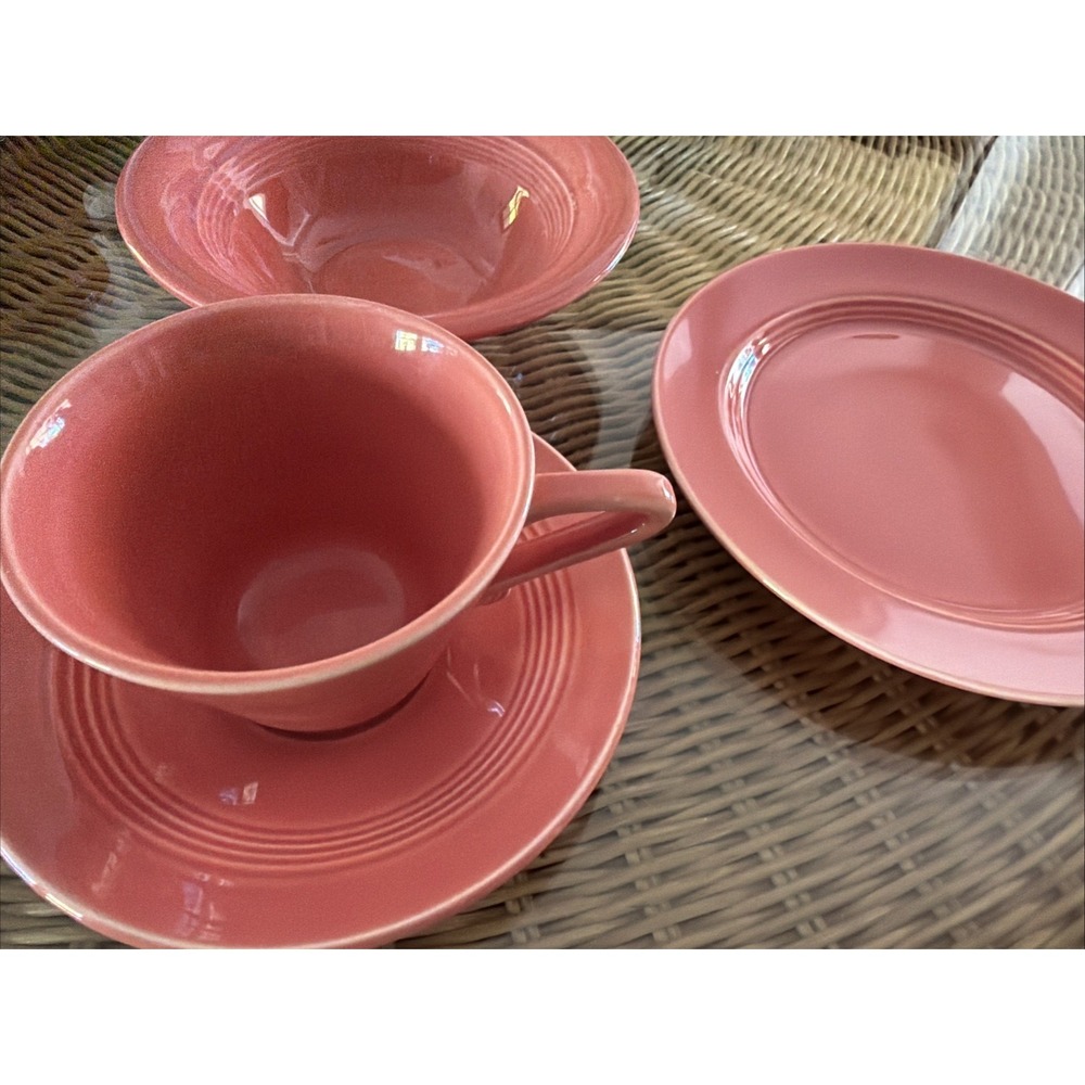 4 Vintage Harlequin Demitasse Cup Saucer Set BOWL SALAD PLATE SET orange
